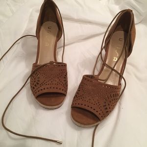 Unisa Brown Cut-Out Sueded Wedge